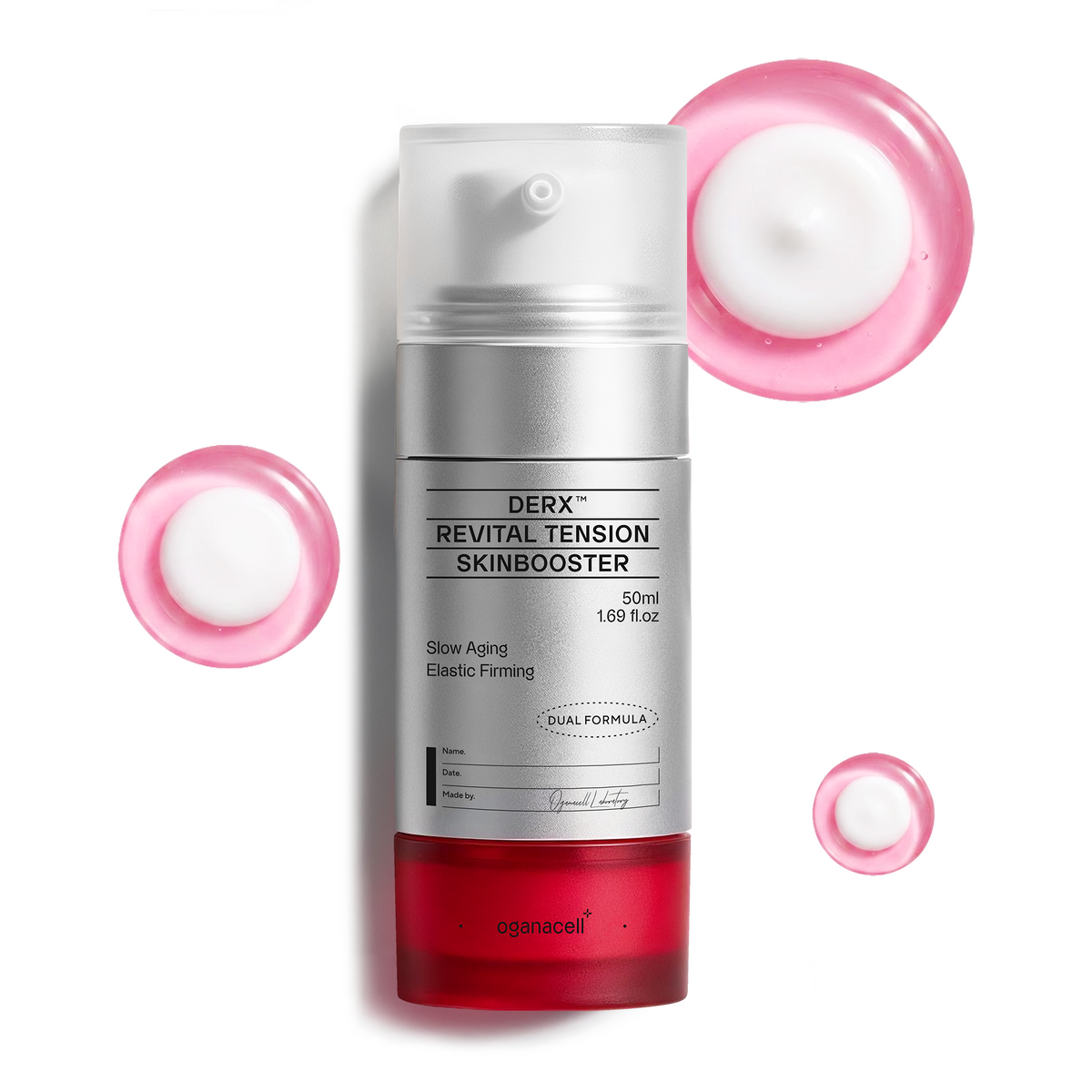OGANACELL Revital Tension cream with its serum and cream textures shown side by side